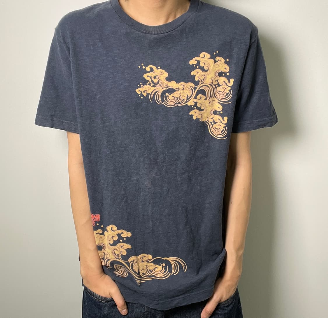 jpn vtg 빈티지 네이비 오리엔탈 그래픽 반팔 티셔츠 L 상품이미지3