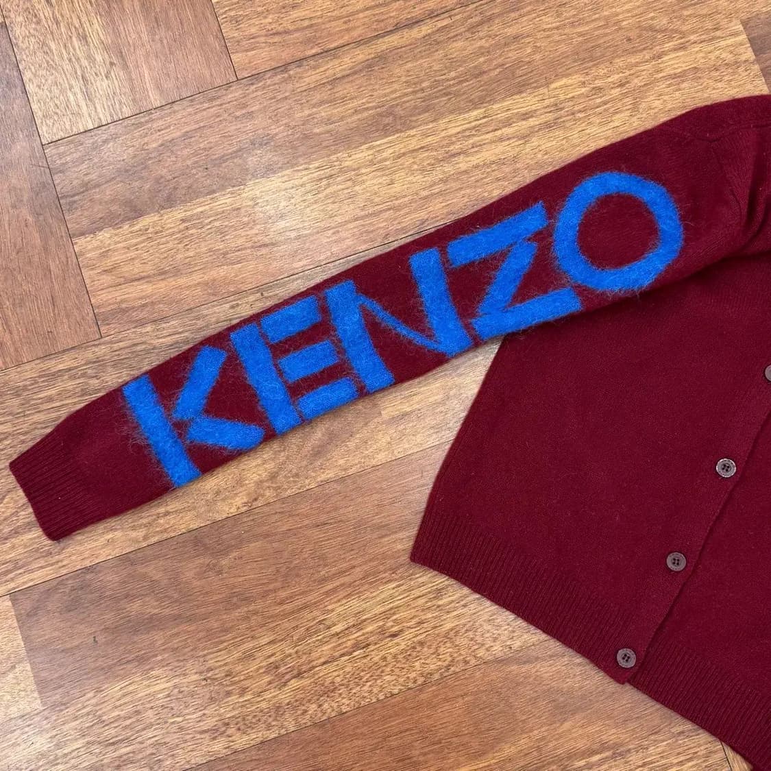 여성용 S KENZO 겐조 버건디 니트 가디건  상품이미지4