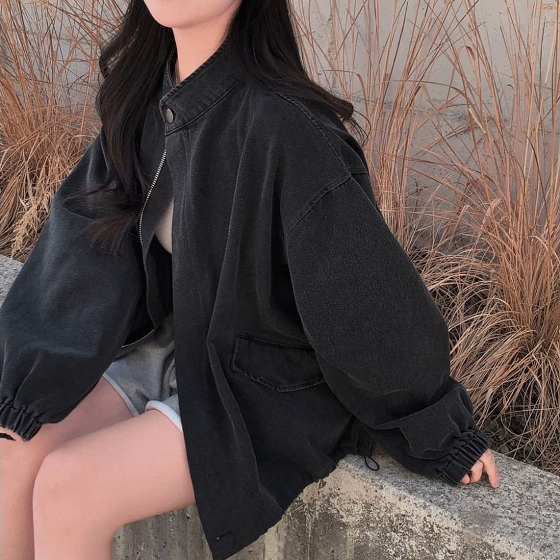 [새상품] 흑청 데님 블루종 자켓 상품이미지3
