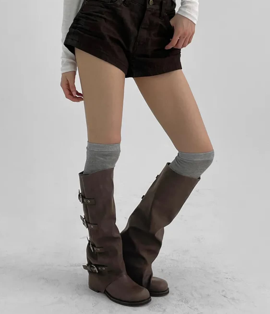 블랙업 타이쿱 버클 워머 레더 롱부츠 상품이미지2