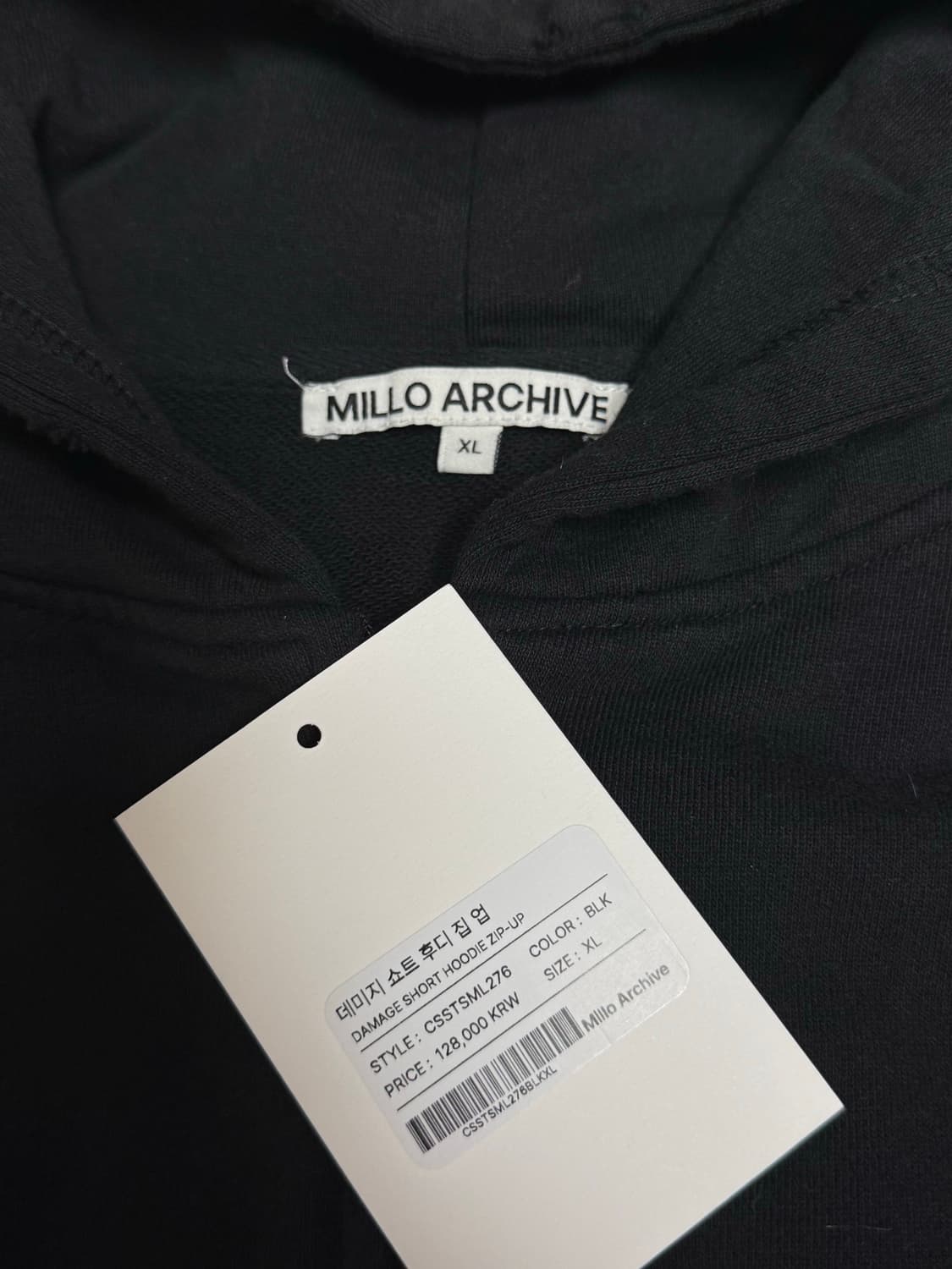 밀로 아카이브 데미지 쇼트 후디 집업 블랙 XL 상품이미지2