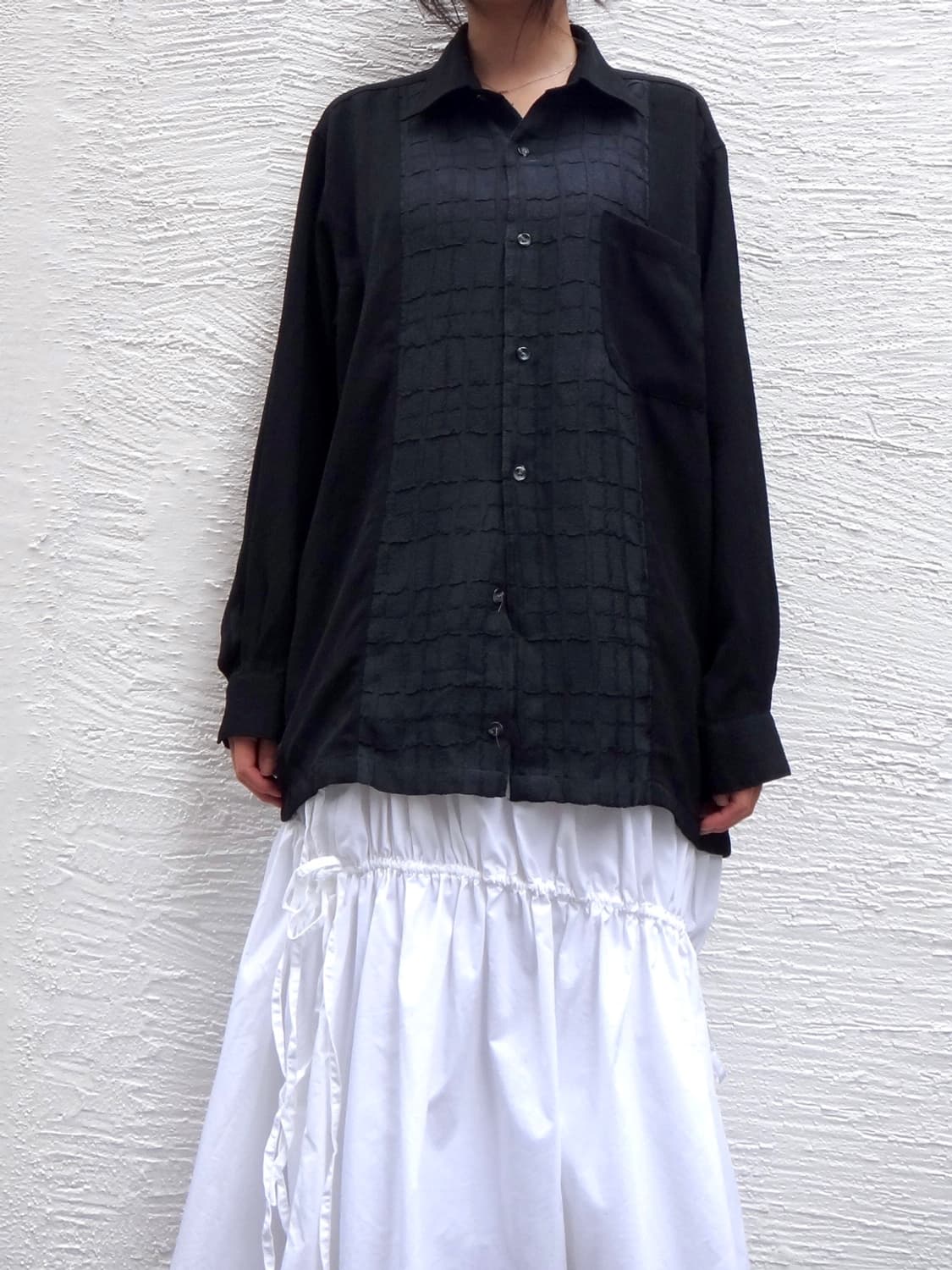 LINDBERGH grid pattern mix shirt / black 상품이미지2