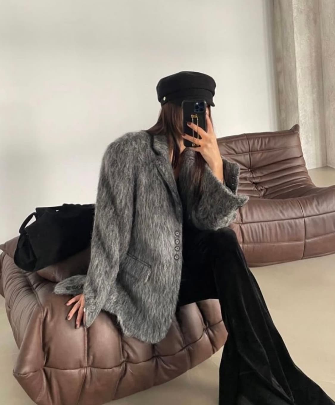 헤어리 오버핏 모헤어 브러쉬 자켓 상품이미지2