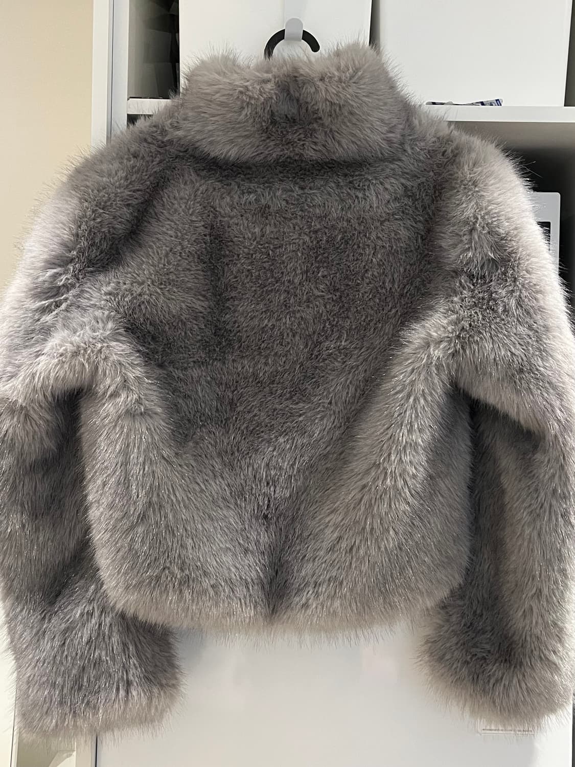 미쏘 퍼자켓 (스탠카라 페이크퍼 숏자켓) 라이트그레이 S 상품이미지2