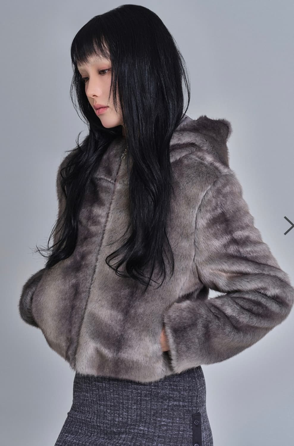 ASON 에즈온 COMO FUR JACKET 퍼 자켓 그레이  상품이미지3