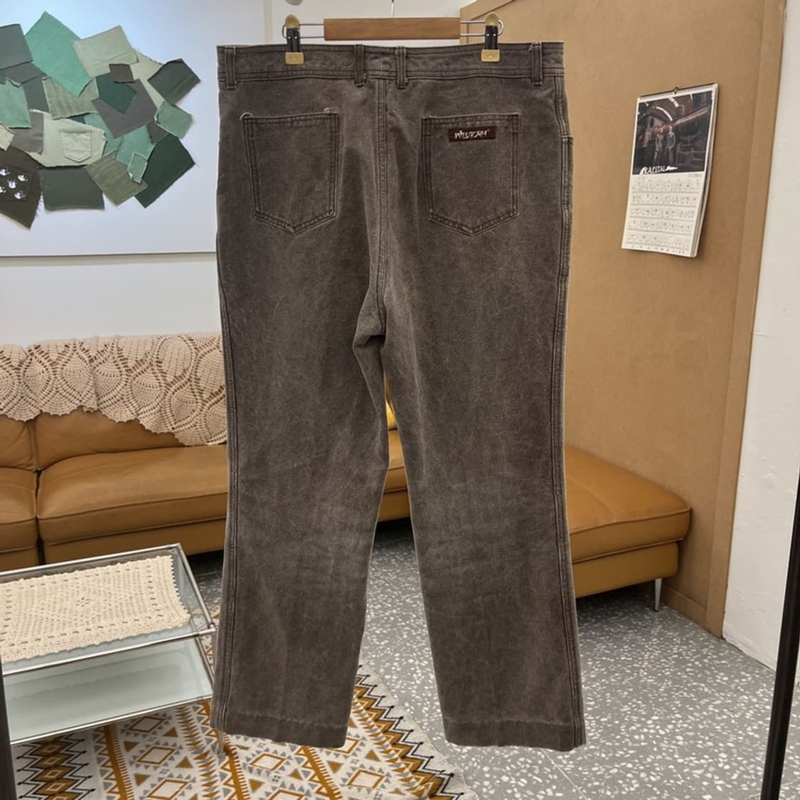 빈티지 올드스쿨 모던 캐주얼 워싱 와이드 코튼팬츠 35인치 C10765 상품이미지4