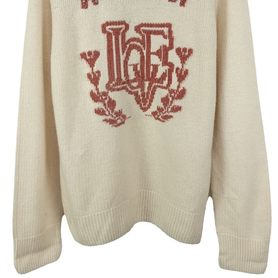 [안나수이] 그래픽 쟈카드 터틀넥 니트 아이보리 M18673 상품이미지5