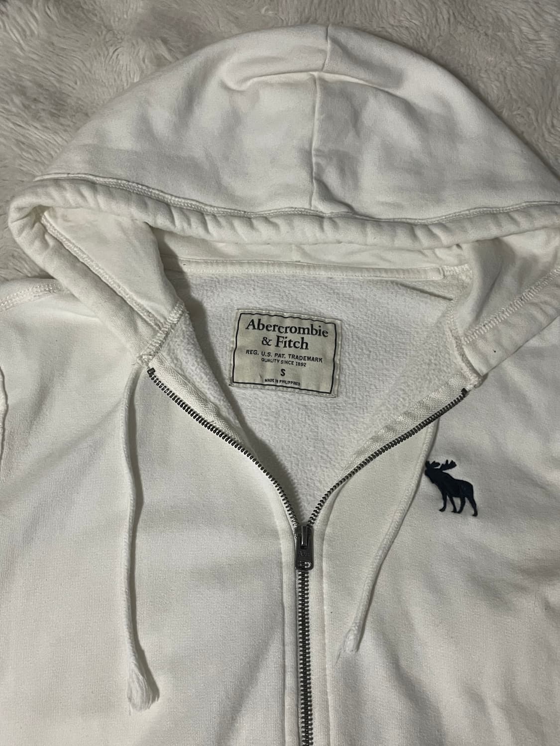 아베크롬비 순록 후드집업 화이트 네이비 상품이미지2