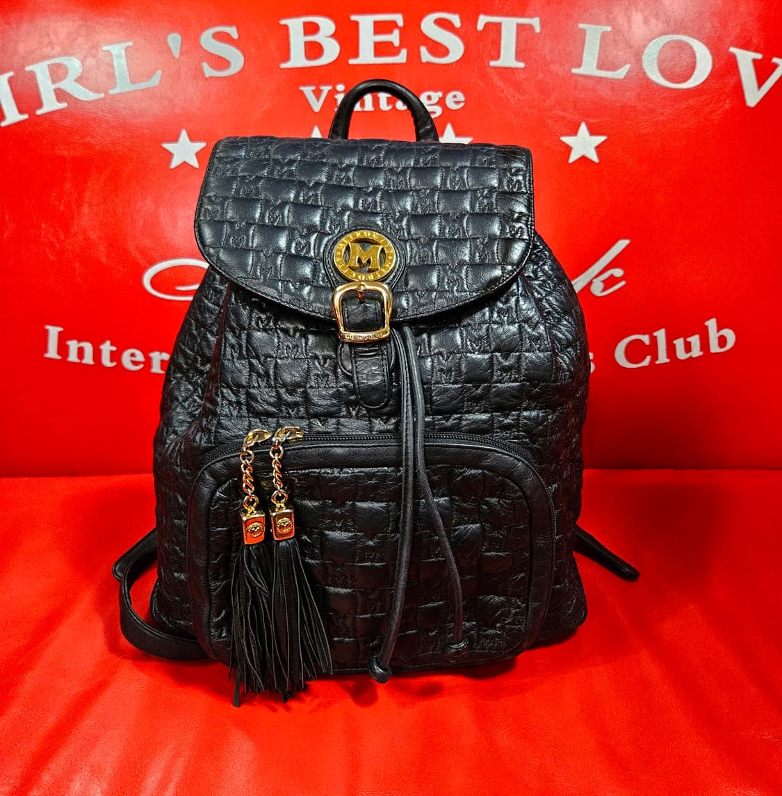 메트로시티 빈티지 y2k 시그니쳐 로고 퀄팅 금장 장식 백팩 상품이미지9