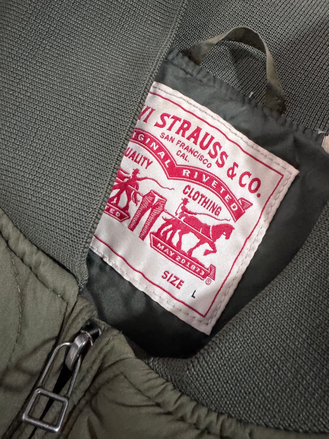 리바이스 퀄팅 봄버 자켓 L 카키 상품이미지4