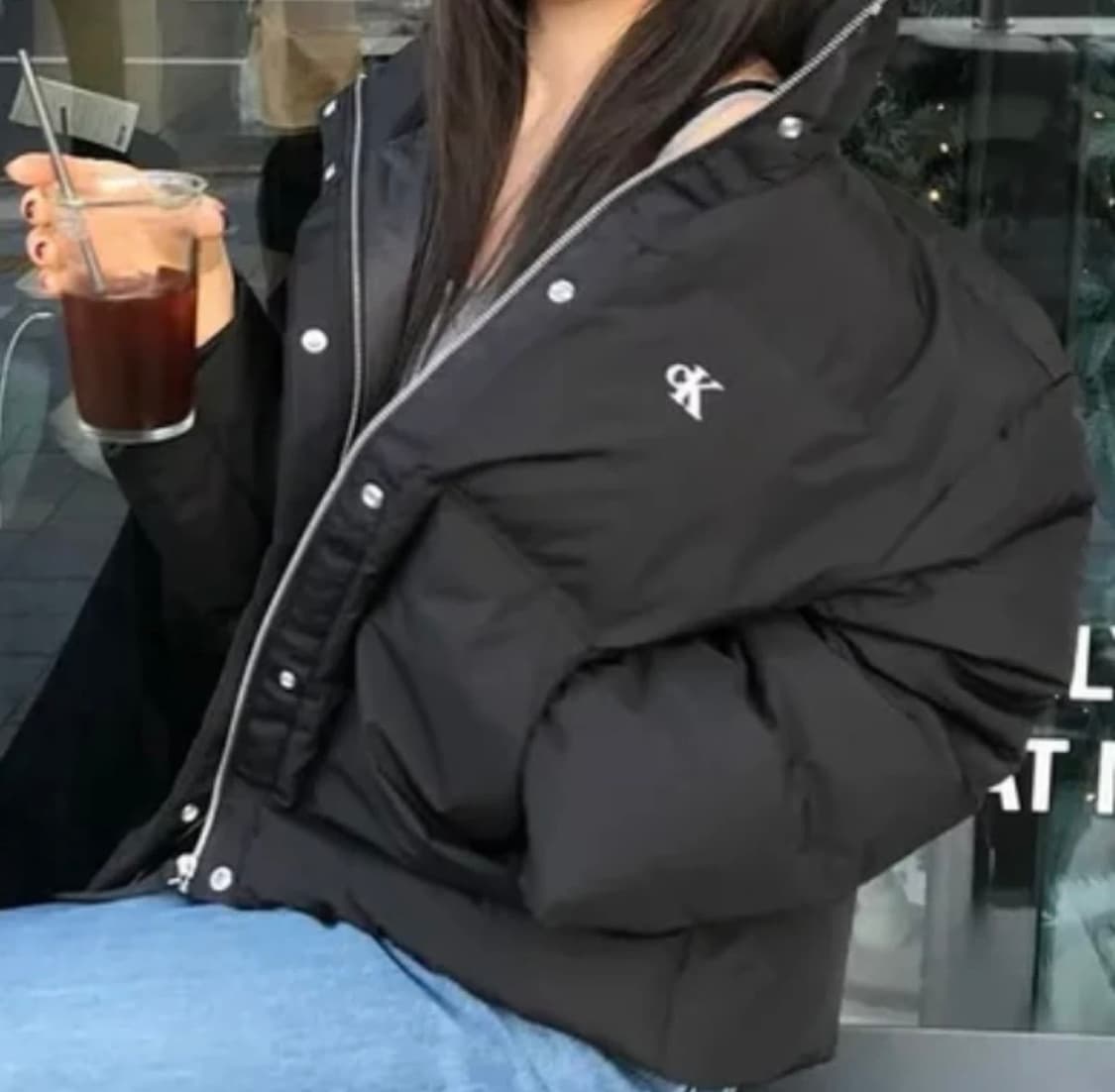 새상품컨디션/CK 캘빈클라인 숏 푸퍼 패딩 블랙 상품이미지1