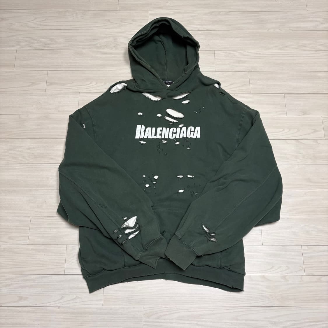 발렌시아가 디스트로이드 후드티 그린 M 상품이미지1