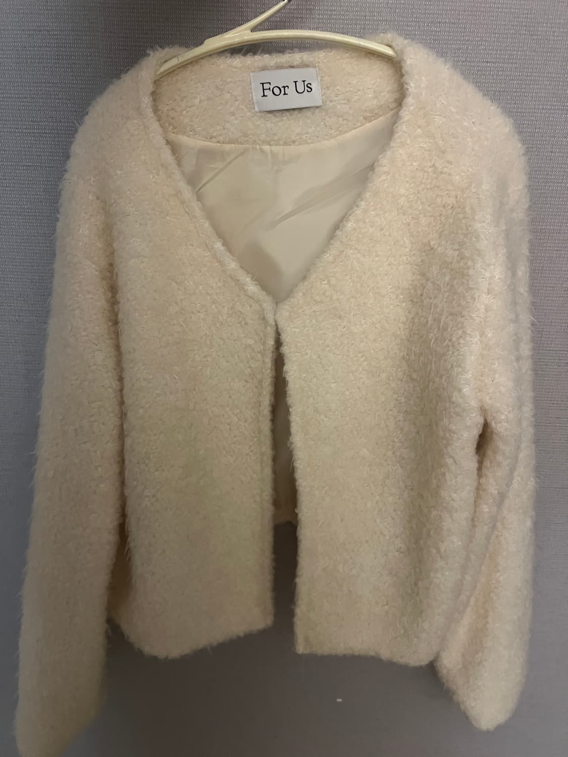 부클 퍼 브이넥 가디건 자켓 상품이미지1