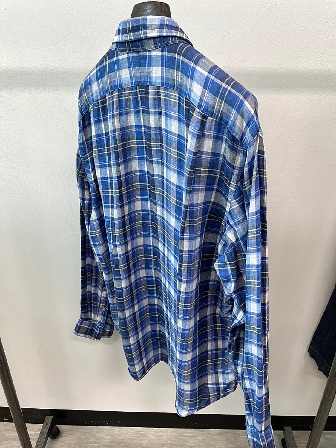 120) 폴로 신형 블루 체크 린넨셔츠 상품이미지5