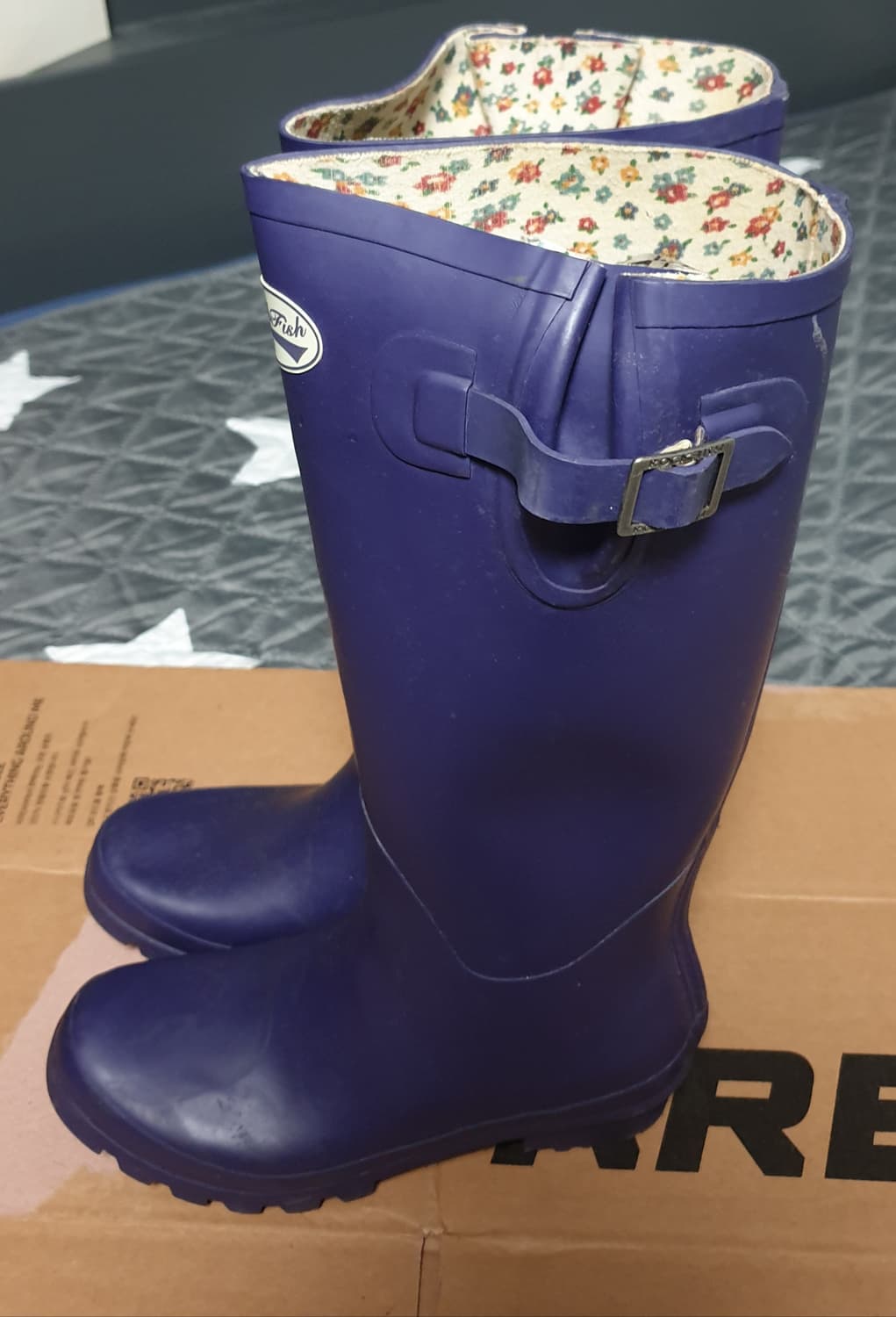 락피쉬웨더웨어 안감 플라워 코튼 레인 롱부츠 퍼플 38(240) 상품이미지3