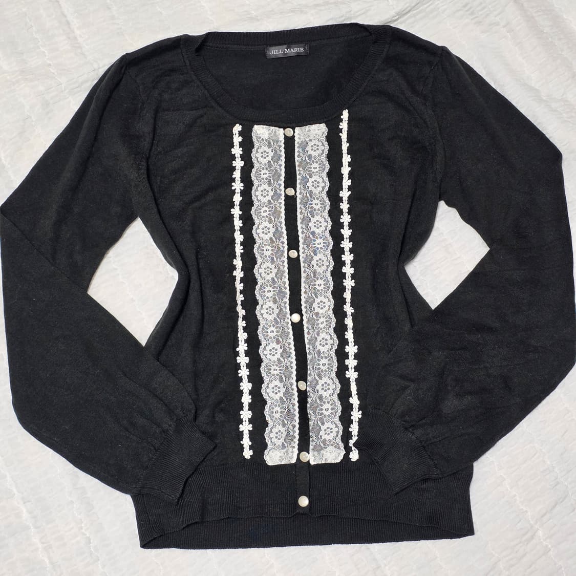 일본빈티지)블랙 공겜여주st 고딕로리타 레이스 로맨틱 엑팜깔 긴팔니트 상품이미지1