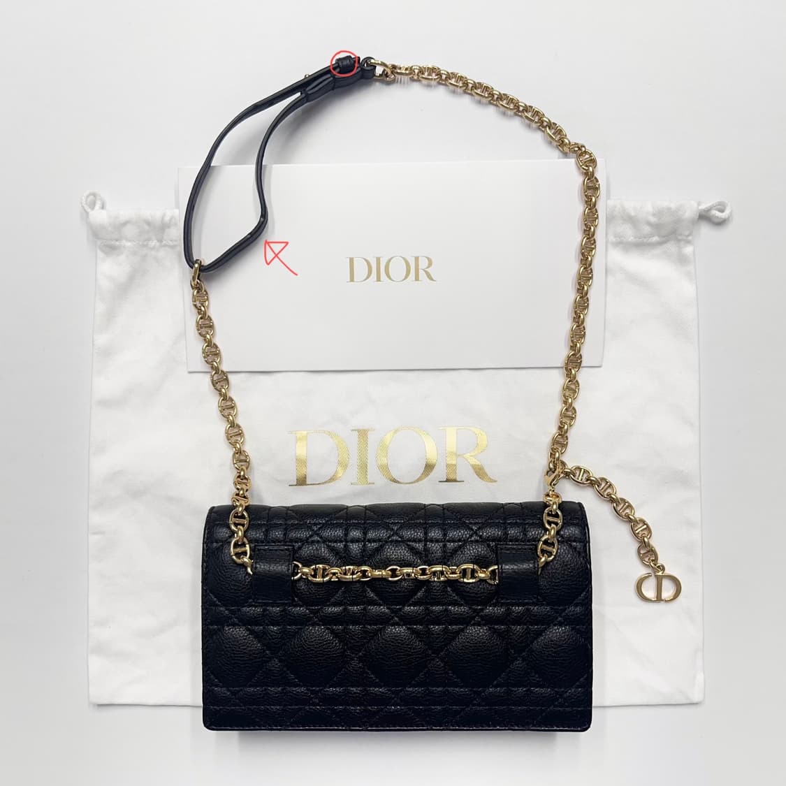 디올 카로 블랙 벨트 체인 파우치백 상품이미지2