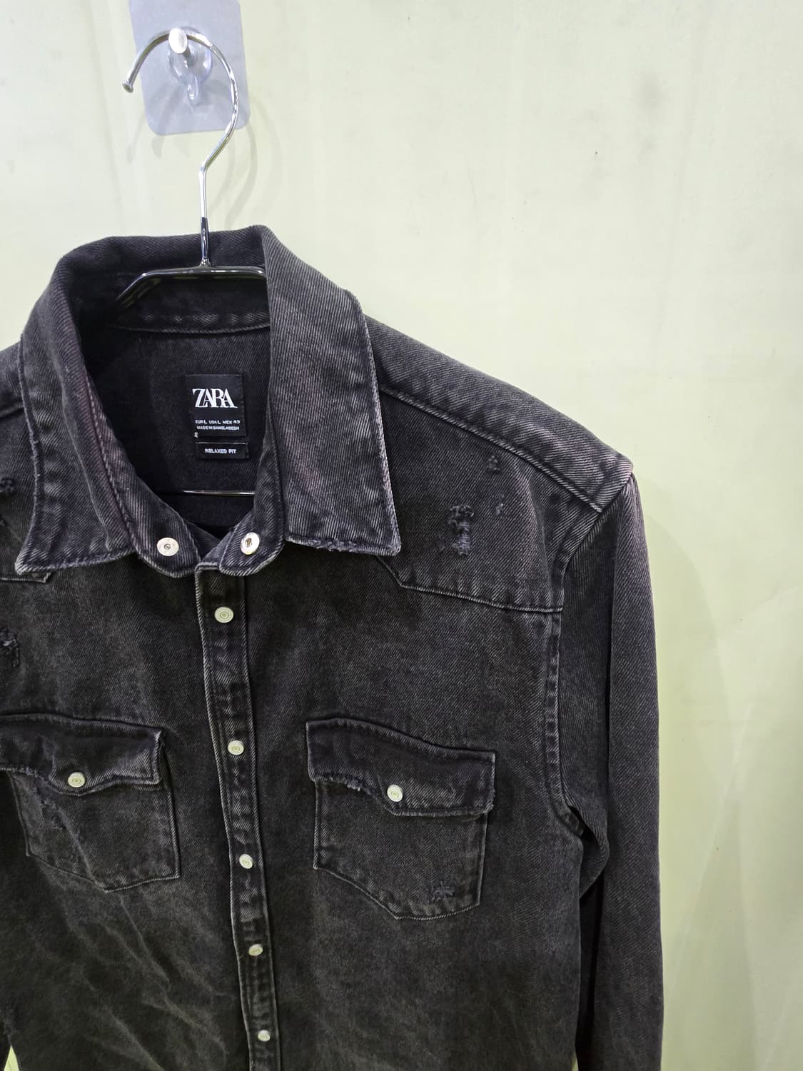 자라 릴렉스드핏 데미지 셔츠 데님  자켓 (L) 상품이미지2