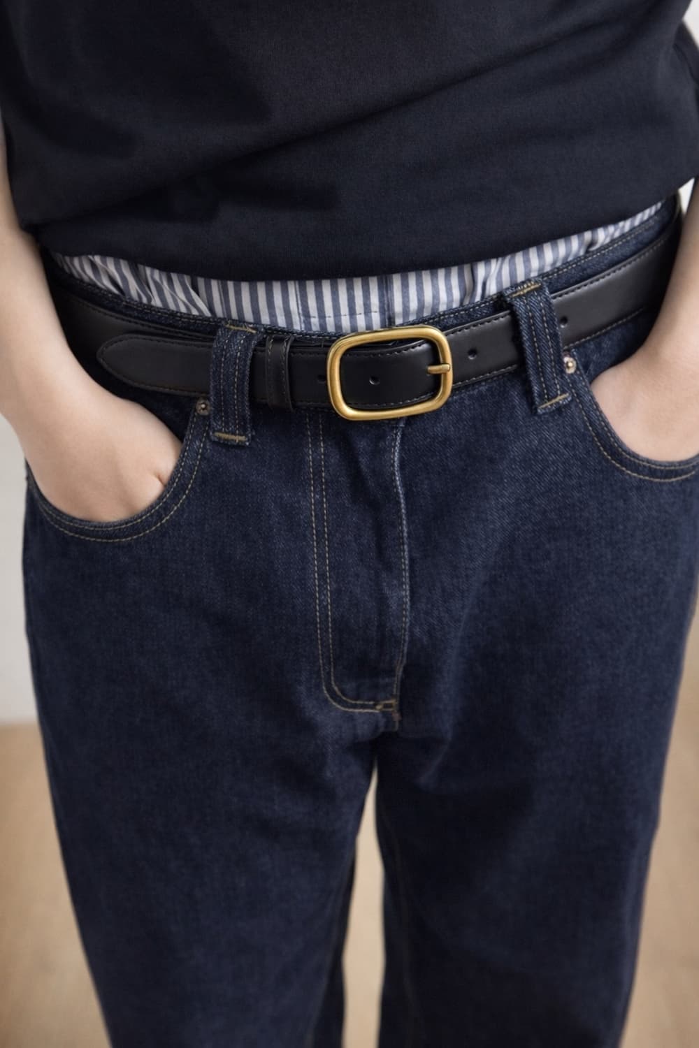 소가죽 브라스 버클 데일리 벨트 (블랙/브라운) 상품이미지7