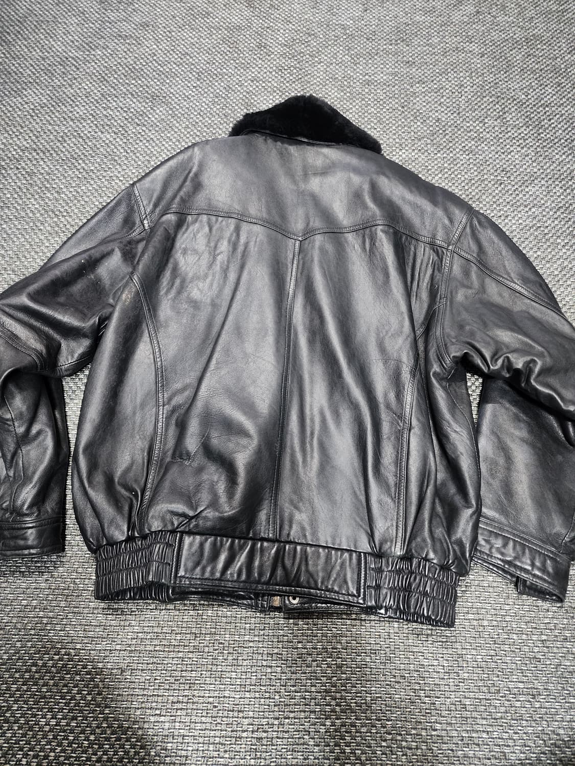 빈티지 블랙 양가죽 무스탕 자켓    XL사이즈  상품이미지5