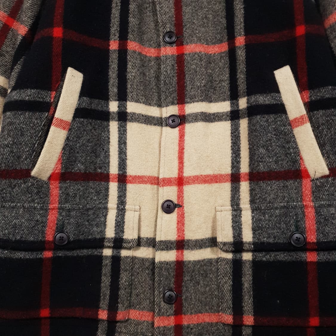 실측 XL) 폴로 랄프로렌 90s 타탄체크 울 필드 자켓 하프 코트 희귀 상품이미지4