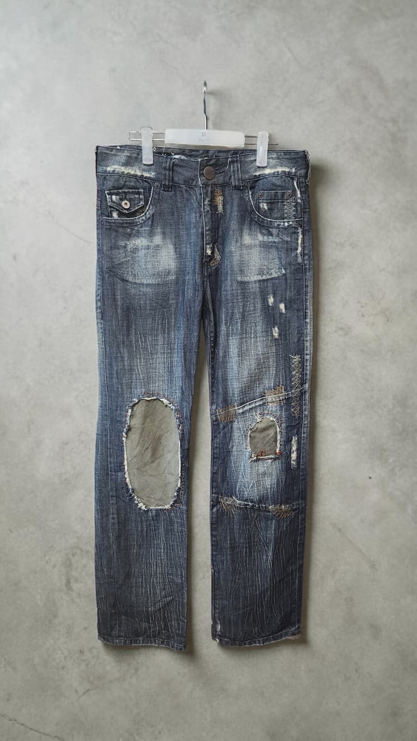 BIG TRAIN 빈티지 워싱 데미지 패치 팬츠 L 상품이미지1