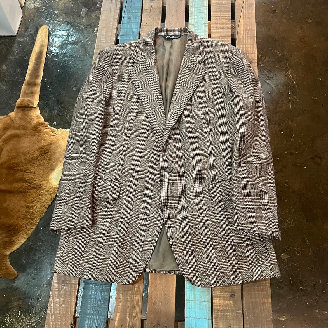 80~90s US 메이드 폴로 랄프로렌 체크 울 블레이저 상품이미지1