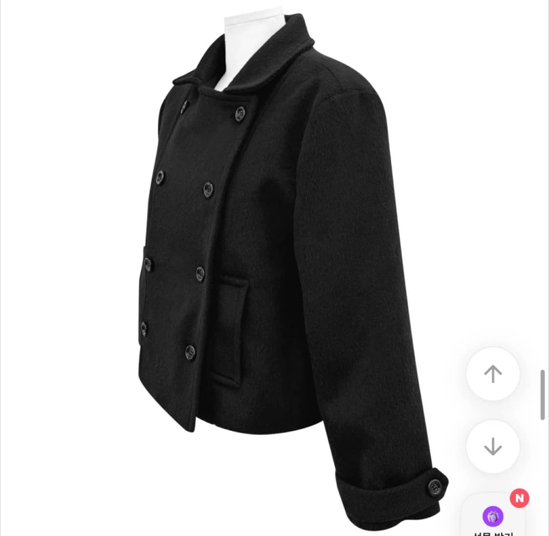 블랙 더블 카라 숏코트(블랙제품임!!) 상품이미지3