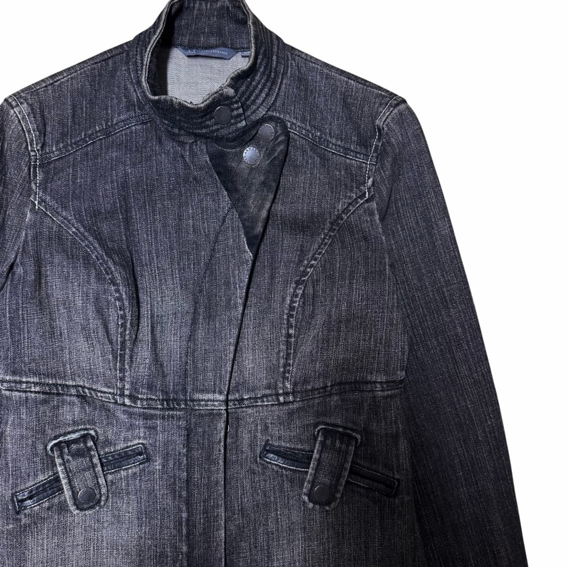 아르마니 익스체인지 우먼스 가먼트 플레어 흑청 데님 자켓 상품이미지3