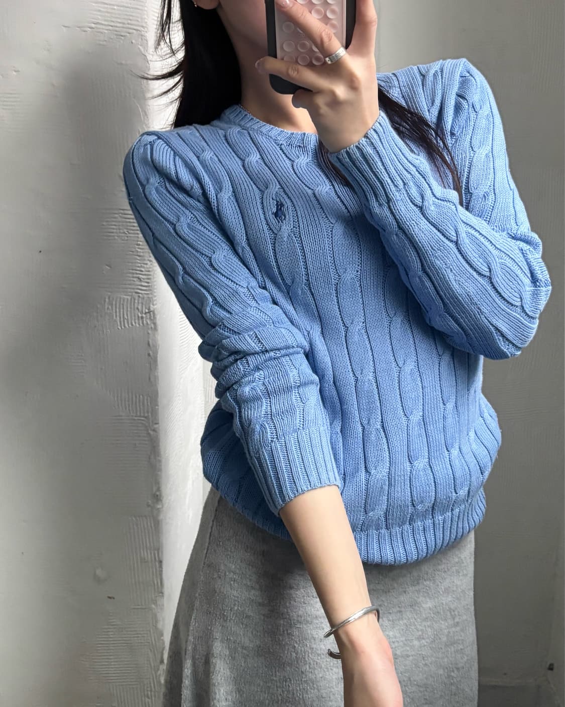 Polo 폴로 랄프로렌 QR신형 블루 피마코튼 케이블 니트 상품이미지2