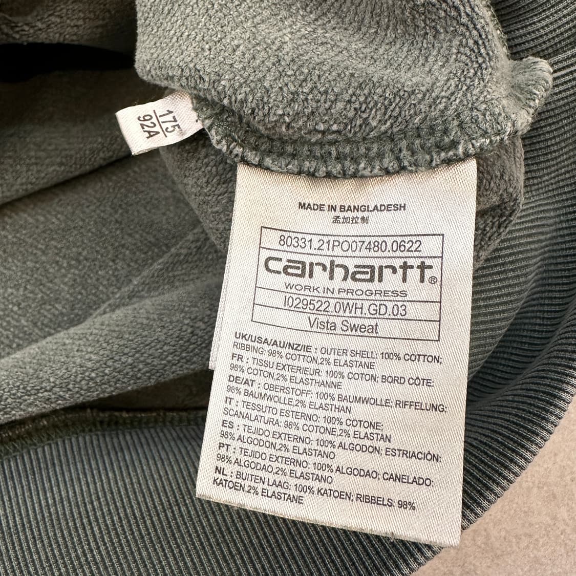 칼하트 WIP 가먼트다잉 맨투맨 상품이미지5