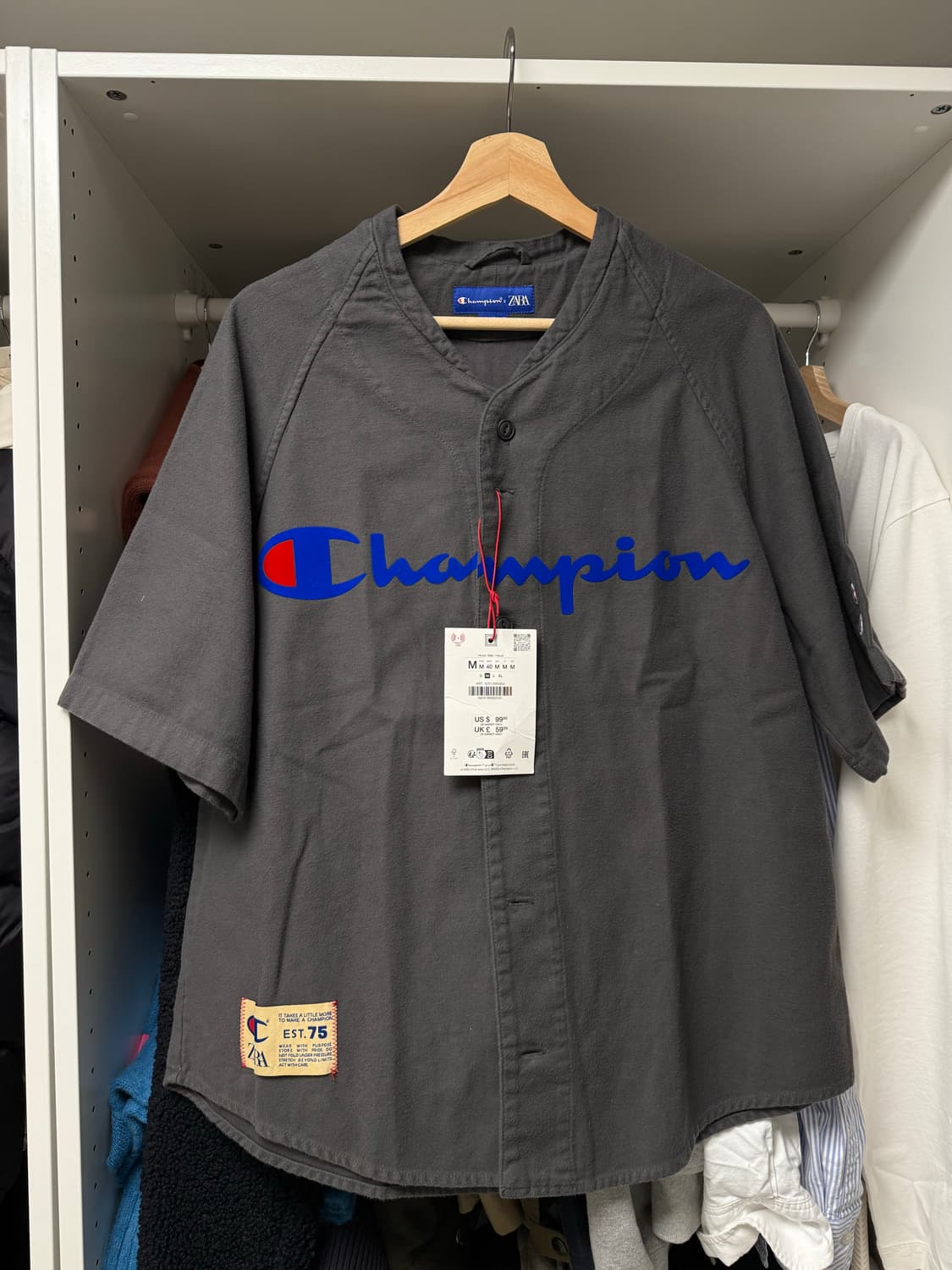 챔피온 X 자라 콜라보 베이스볼 셔츠 M (100-105) 상품이미지1