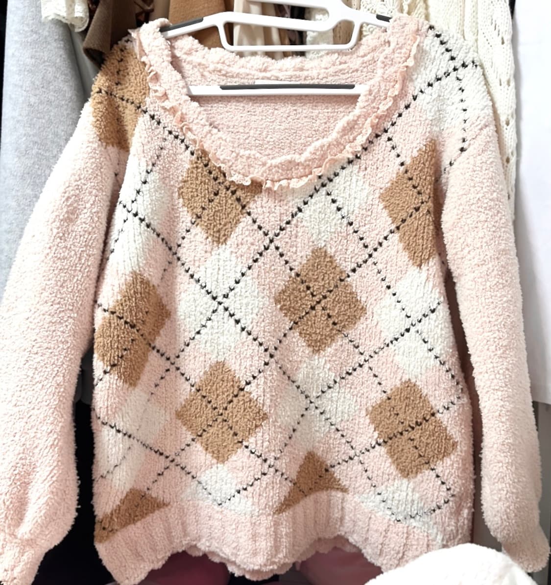 리즈리사 핑크 아가일 니트 히메갸루 상품이미지1