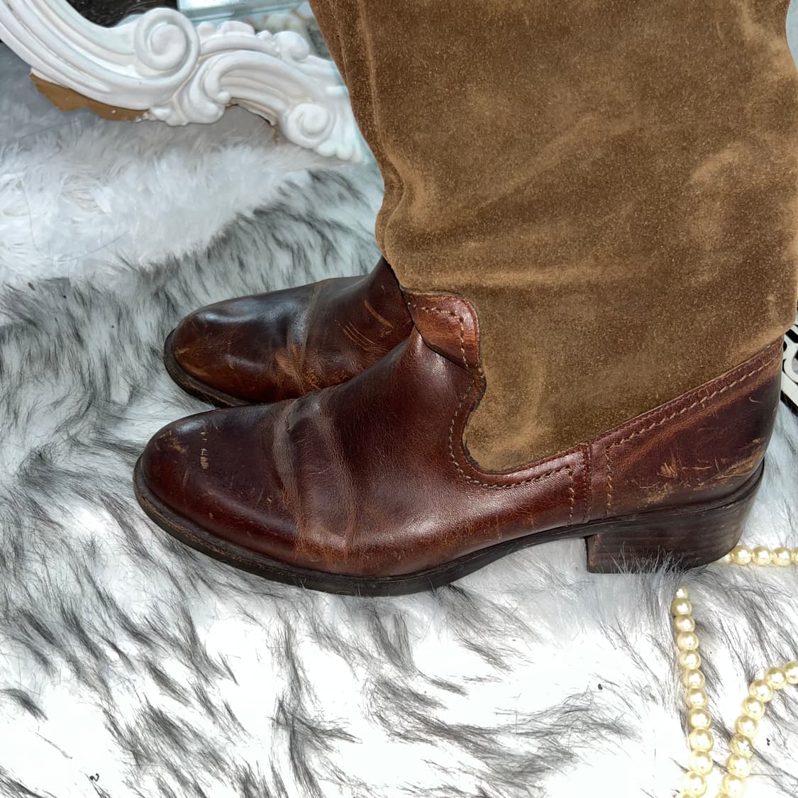 빈티지 브라운 롱 부츠 상품이미지4