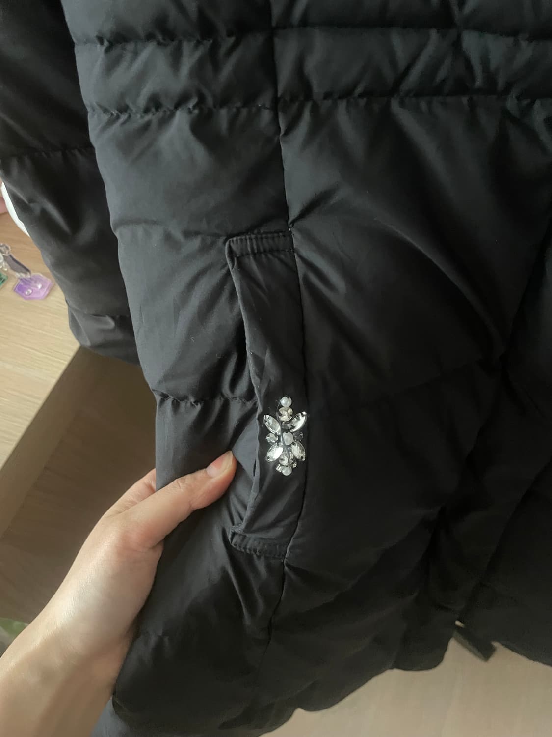 모리걸 빈티지 블랙 눈꽃 롱 패딩 🖤🤍 상품이미지3