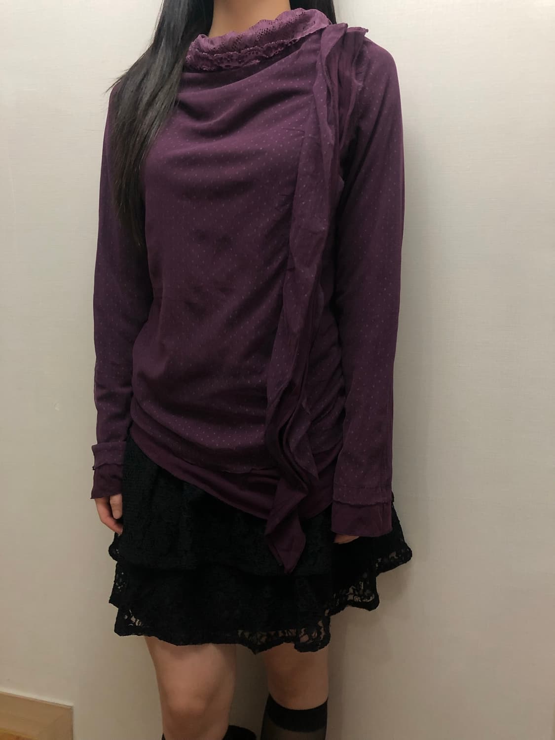 빈티지 퍼플 도트 프릴 탑 상품이미지6