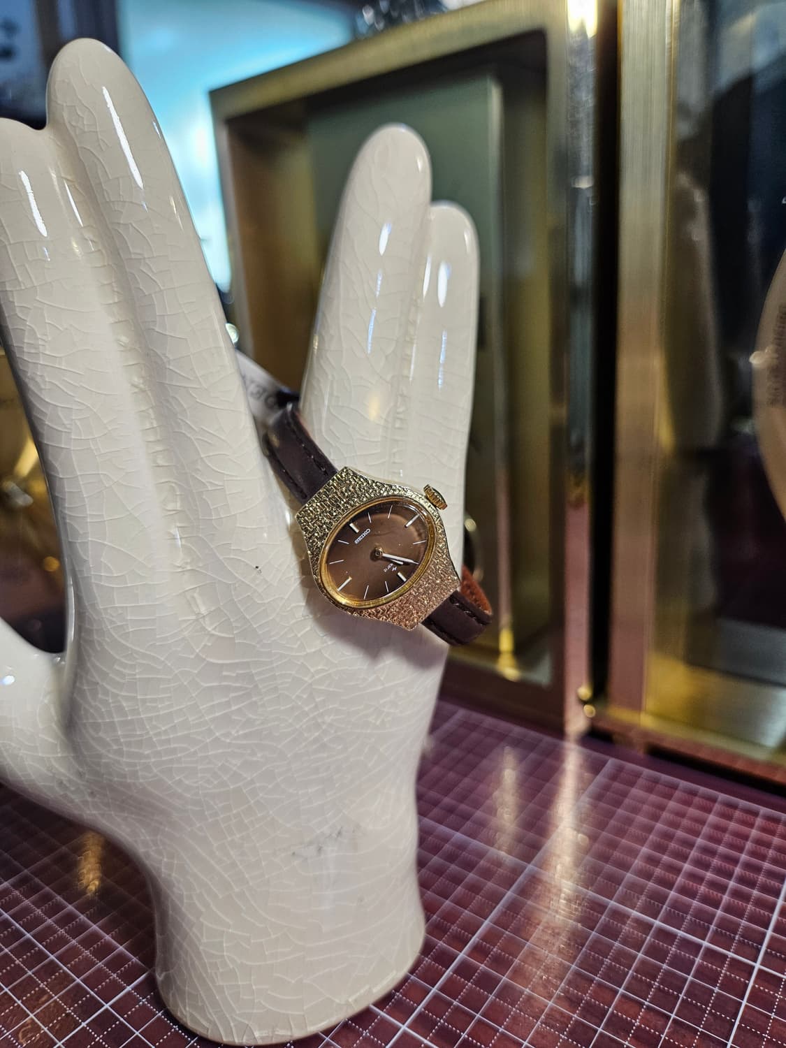 세이코 빈티지 여성 시계 핸드와인딩(수동) 브라운 가죽줄 상품이미지1