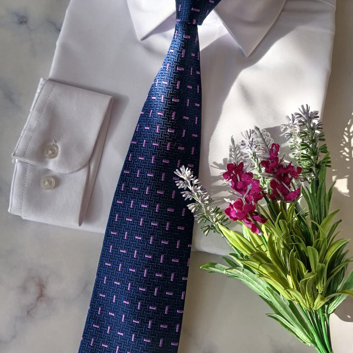 아쿠아스큐텀 네이비 자카드 패턴 넥타이 9.5cm A+등급 A19710 상품이미지5