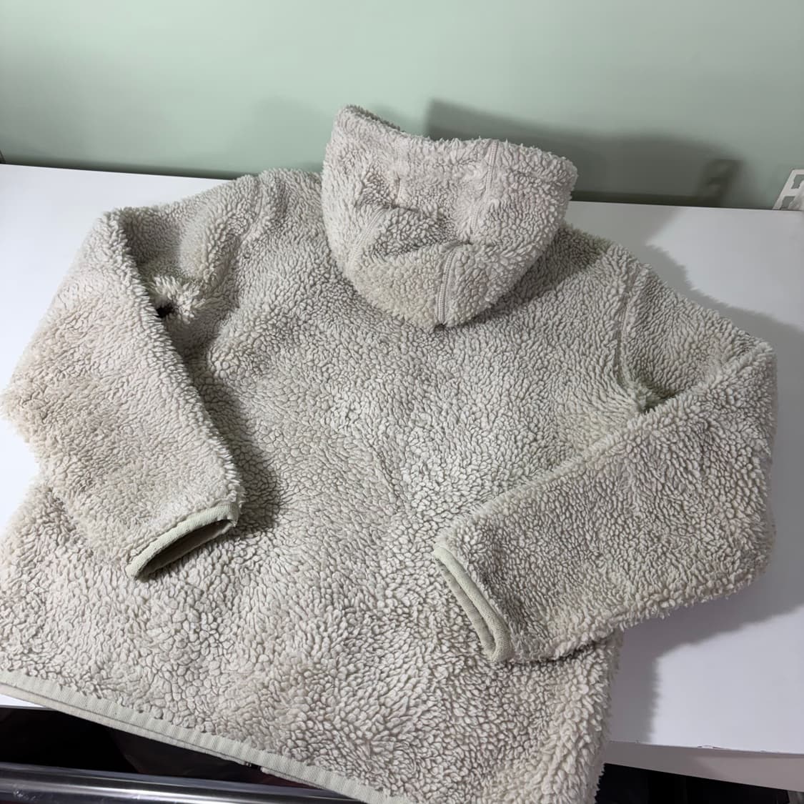 95 S-M 디스커버리 아이보리베이지 기본로고 후드 플리스자켓 상품이미지3