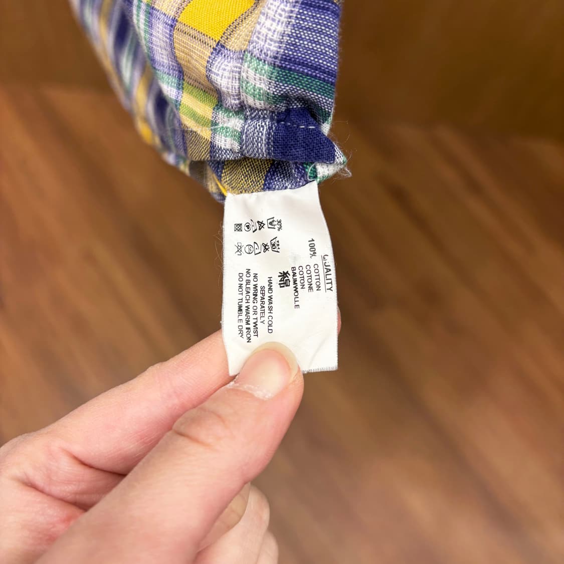 미쏘니 스포츠 코튼 긴팔 셔츠 체크 패턴 원 포켓 디테일 옐로우 네이비 상품이미지8