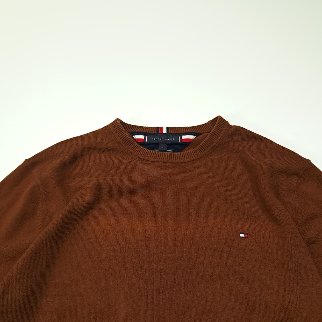 CL773 L 타미힐피거 코튼캐시미어 브라운 니트 스웨터 상품이미지2