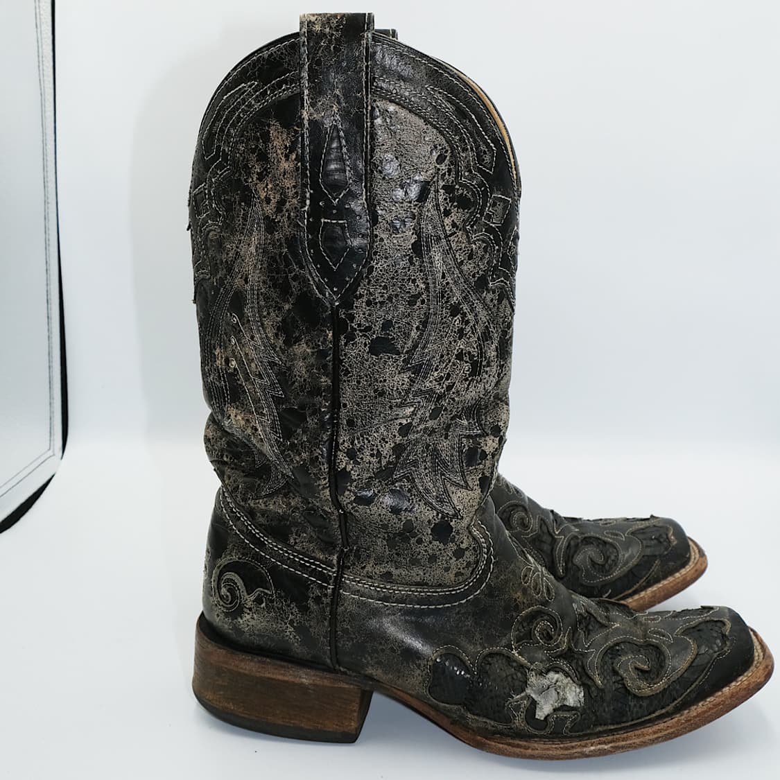 코랄(CORRAL)스퀘어토 웨스턴 레더 부츠 8.5H265 BT26502 상품이미지6