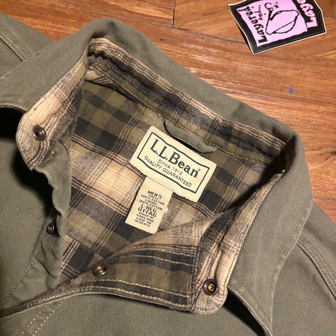 LL BEAN 플란넬 라이닝 올리브 캔버스 자켓 상품이미지3