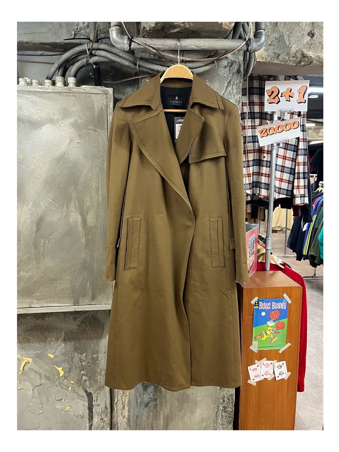 랑방 오픈 카라 롱코트 브라운 #csz3460 상품이미지1