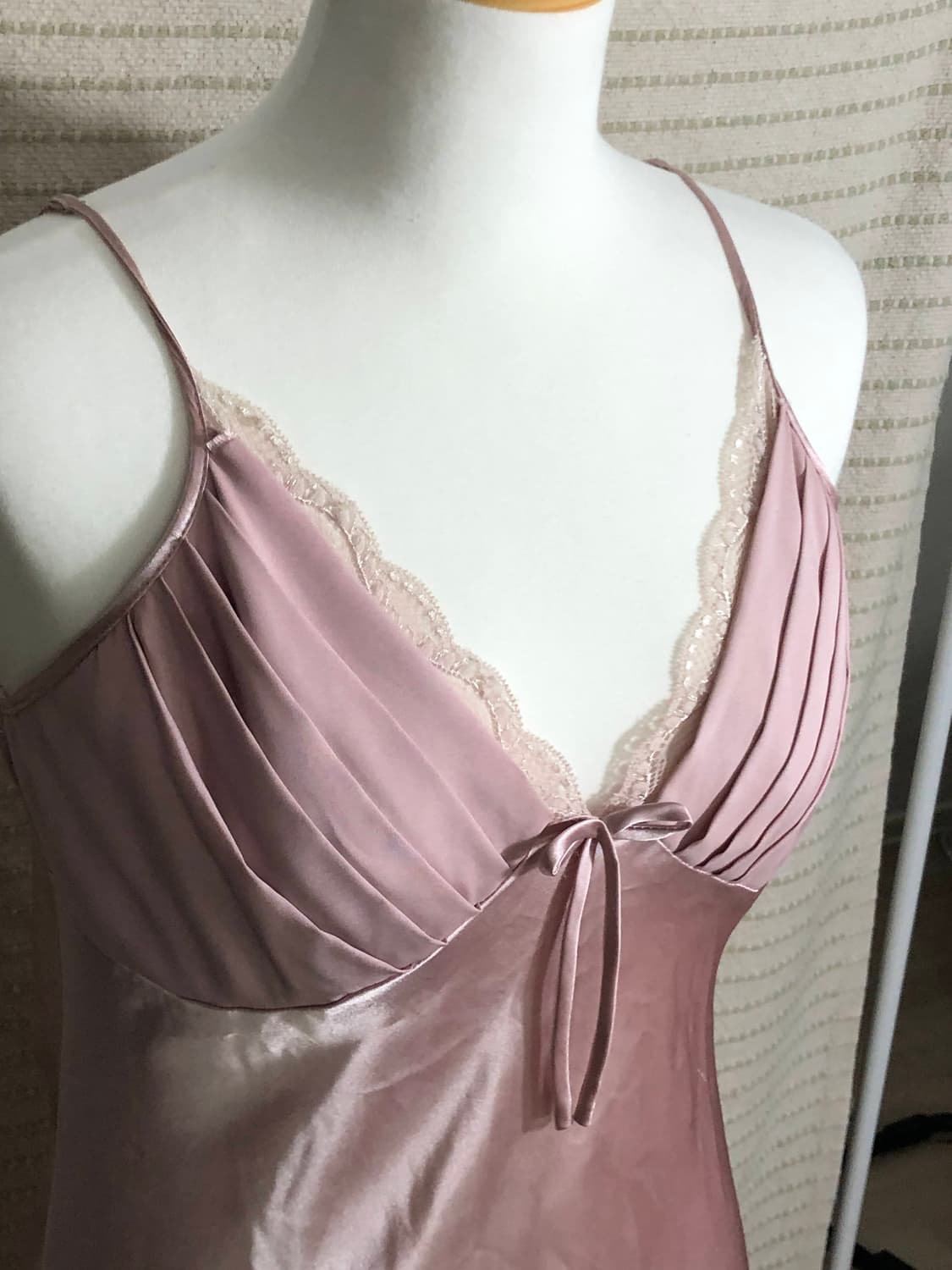 빈티지 핑크 슬립 롱 원피스 상품이미지3