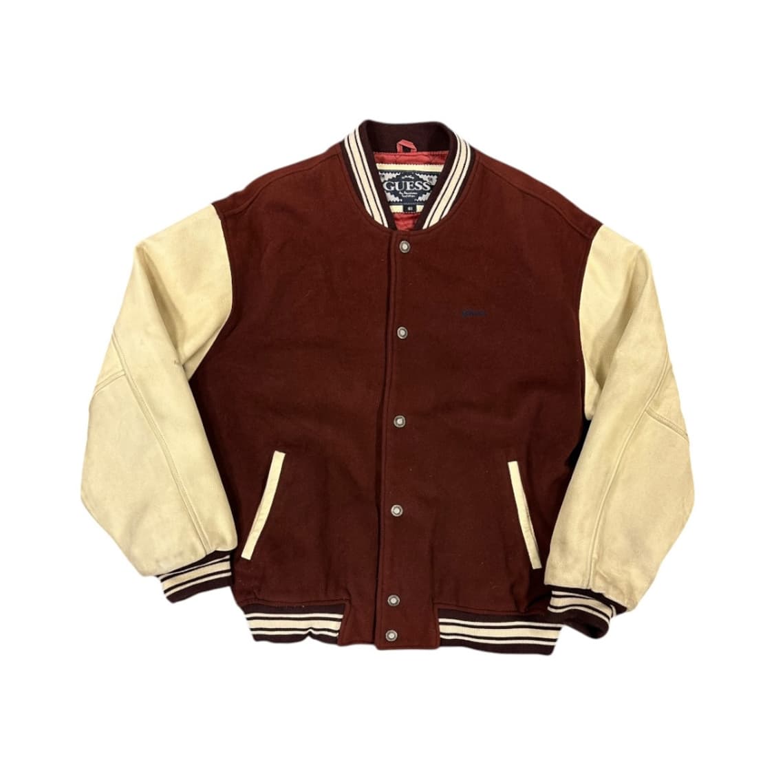 L) 게스 버건디 울 바시티 레더 스타디움 자켓 OJ-049 상품이미지1