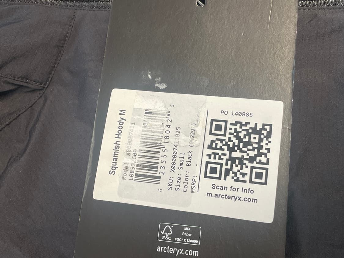 아크테릭스 스쿼미시 후디 블랙 색상 S 사이즈 상품이미지3