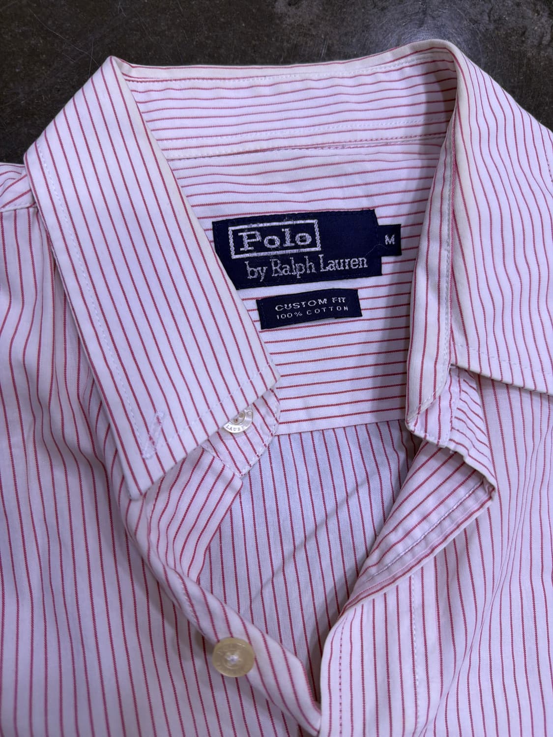 폴로 랄프로렌 커스텀핏 핀 스트라이프 셔츠 남방 핑크 M 상품이미지5