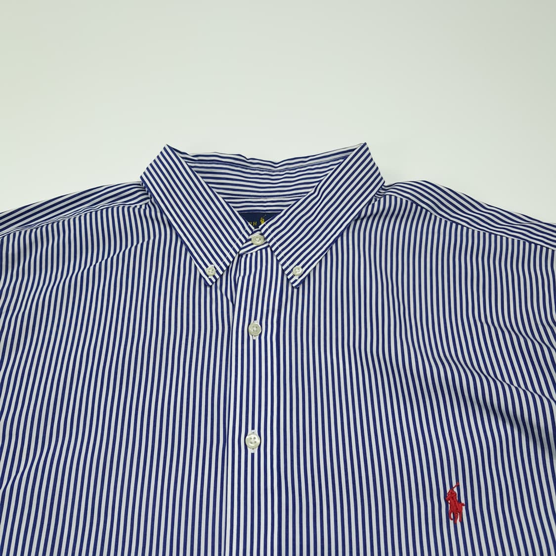 CK132 2XLT 폴로 코튼 로얄블루 스트라이프 레드포니 셔츠 남방 상품이미지2