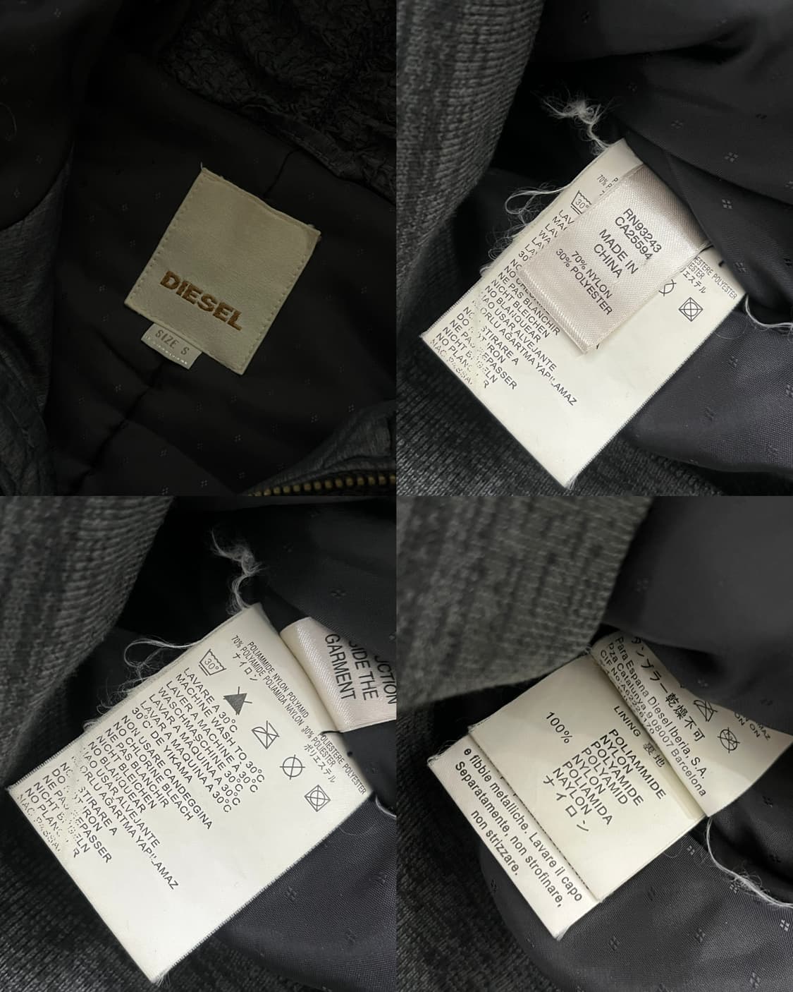 Diesel 디젤 퍼 후드 패디드 차콜 봄버 자켓 상품이미지9